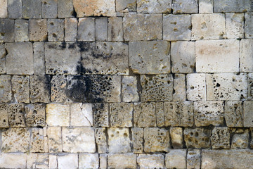 abstract photo background of old fantastic white - grey brick wall