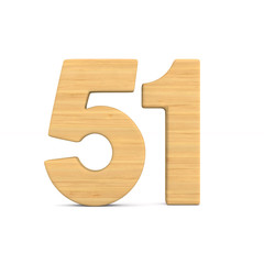 Number fifty one on white background. Isolated 3D illustration
