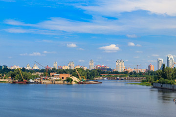 Fototapeta na wymiar River cargo port in Kiev, Ukraine