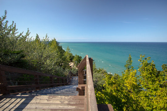 Inspiration Point On Lake Michigan. Inspiration Point is located at a roadside park along highway M-22 in Arcadia, Michigan.