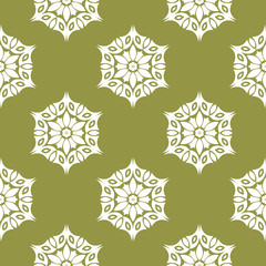 Olive green floral seamless pattern