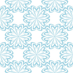 Blue floral seamless pattern on white background