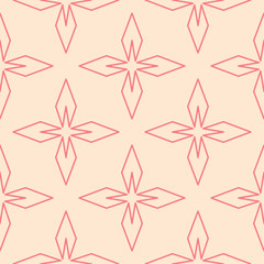 Geometric ornament. Red and beige seamless pattern