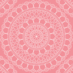 Seamless pattern with mandala ornament. Hand drawn illustration
