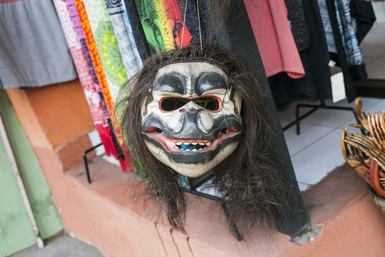 Old wooden carved mask of spirit