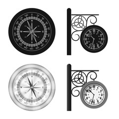 Vector illustration of clock and time sign. Collection of clock and circle vector icon for stock.