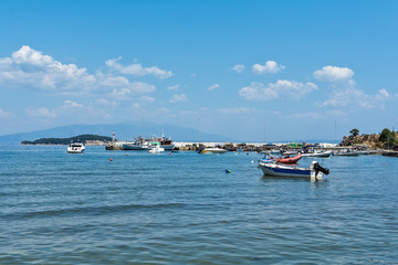 Fototapeta premium Olympiada, Greece - August 18, 2018: yachts docked in sea port