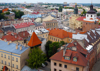 Fototapeta na wymiar Poland. Top view of the historic city center of Lublin.