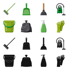 Vector design of cleaning and service sign. Set of cleaning and household stock symbol for web.