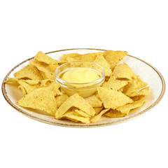 Nachos with cheese on a plate