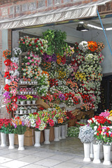 Fleuriste de fleurs en plastique