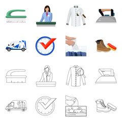 Vector design of laundry and clean symbol. Set of laundry and clothes stock symbol for web.