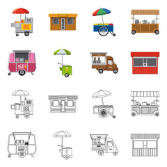 Vector illustration of market and exterior logo. Set of market and food vector icon for stock.