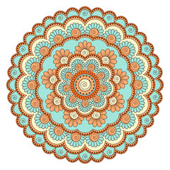 Ethnic ornamental mandala. Decorative design element. Hand drawn illustration