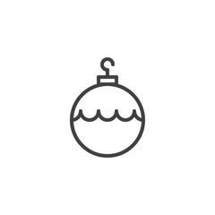 Christmas ball outline icon. linear style sign for mobile concept and web design. Xmas bauble simple line vector icon. Symbol, logo illustration. Pixel perfect vector graphics