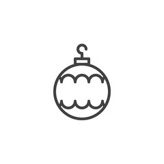 Xmas bauble outline icon. linear style sign for mobile concept and web design. Christmas ball decoration simple line vector icon. Symbol, logo illustration. Pixel perfect vector graphics