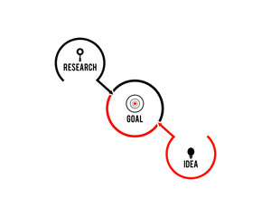 Business infographics, Timeline with 3 steps, circles, rings, Vector linear infographic element