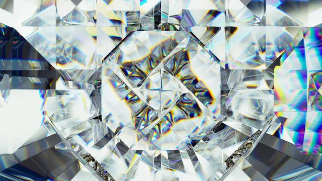 sparkling gemstone macro rotating seamless loop. kaleidoscope