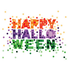 Colorful flat glitter vector design of Happy Halloween typography on an isolated white background
