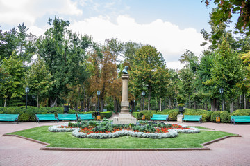 Statue of Alexander Pushkin in an emty park