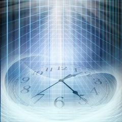 conceptual technology and time image of clock and abstract lights