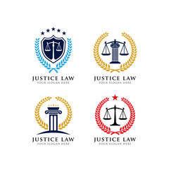 Justice law emblem logo design template