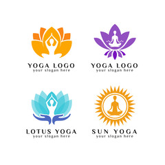Fototapeta na wymiar yoga logo design template. meditation logo design template