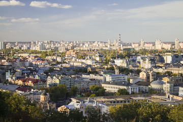 Urbanistic big modern city landscape. Kiev, Ukraine