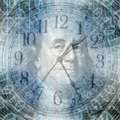 Conceptual background image of binary code with time and money concept