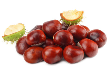 chestnuts isolated on white background. Healthy background.