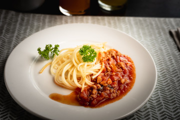 Spaghetti with meat souce