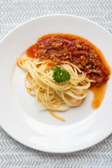 Spaghetti with meat souce