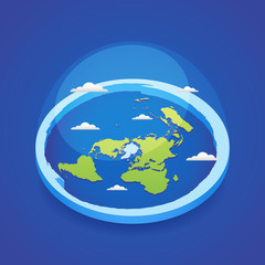 Azimuthal projection flat land 3d icon
