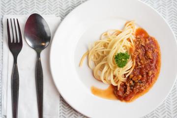 Spaghetti with meat souce