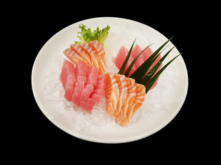 salmon and tuna sashimi