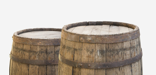 Wooden barrel top view isolated on white background 3d illustration