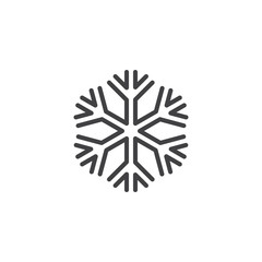 Snowflake outline icon. linear style sign for mobile concept and web design. Freeze line vector icon. Snow symbol, logo illustration. Vector graphics