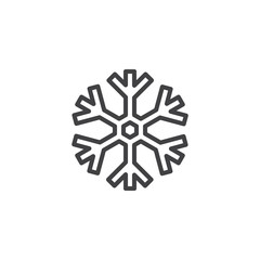 Snowflake outline icon. linear style sign for mobile concept and web design. Freeze line vector icon. Snow symbol, logo illustration. Vector graphics