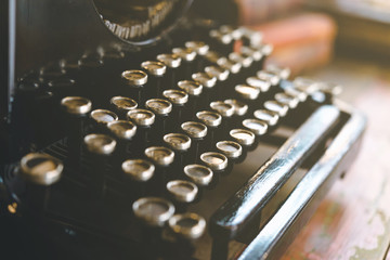 Retro vintage typewriter in vintage color tone,Traditional and old way of writing messages.