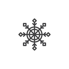 Snowflake outline icon. linear style sign for mobile concept and web design. Snow winter holiday simple line vector icon. Symbol, logo illustration. Vector graphics