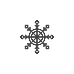 Obraz premium Snowflake outline icon. linear style sign for mobile concept and web design. Snow winter holiday simple line vector icon. Symbol, logo illustration. Vector graphics