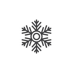 Snowflake outline icon. linear style sign for mobile concept and web design. Snow winter holiday simple line vector icon. Symbol, logo illustration. Vector graphics