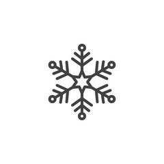 Snowflake outline icon. linear style sign for mobile concept and web design. Snow winter holiday simple line vector icon. Symbol, logo illustration. Vector graphics
