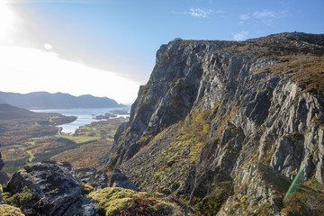 On a hike to spectacular Ramntindan in Bronnoy Municipality, Northern Norway