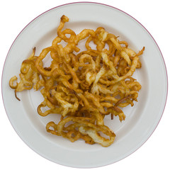 fried onions on white background