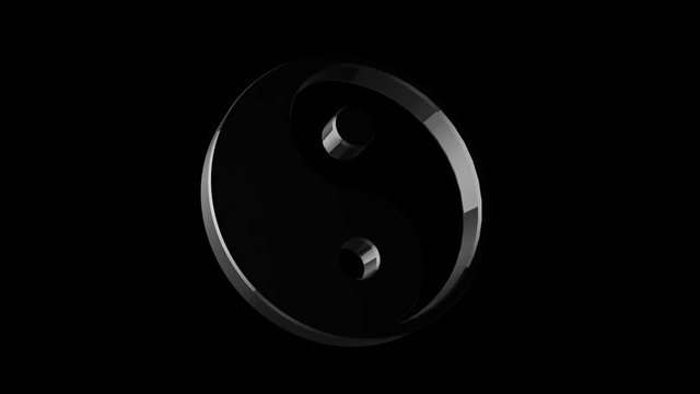 Yin and Yang sign rotating 3d object. Alpha channel.