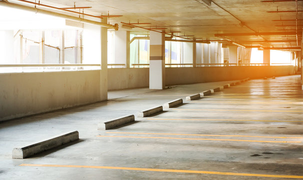 Empty car paking at shopping mall.
