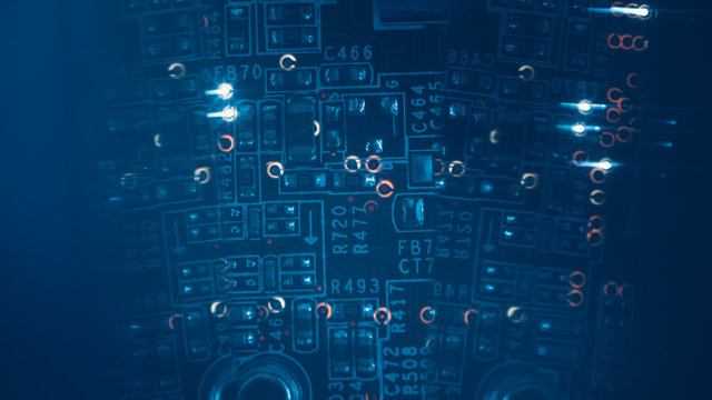 smd electronic components. integrated resistors on pcb layout. design and innovation.