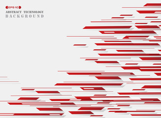 Red pattern technology stripe lines background.