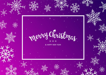 Winter blue sky with falling snow. Snowflake background for Merry Christmas and Happy New Year. Vector illustration